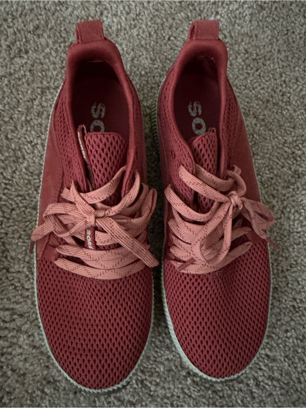 Sorel Women's Mesh Lace-Up Sneakers in Burgundy with Blush Laces